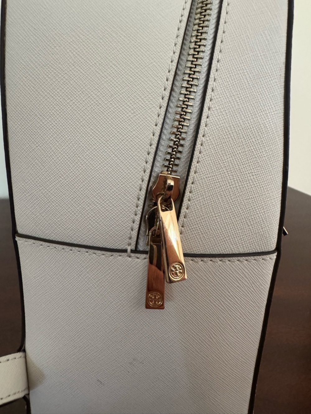 Tory Burch Off White Leather Emerson Backpack with Gold Hardware - Picture 8 of 12